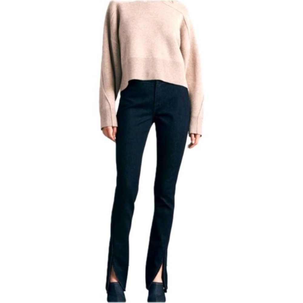 rag & bone Black Straight Leg Jeans with Front Slit